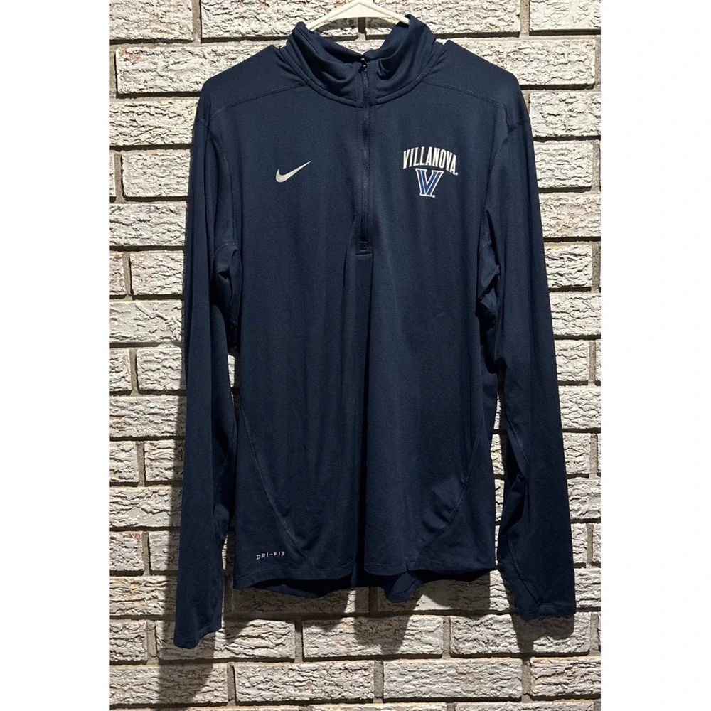 Nike Villanova Wildcats Dri-FIT Quarter Zip Pullover Navy Blue Mens Medium
